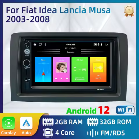 Carplay Stereo for Fiat Idea Lancia Musa 2003-2008 2 Din Android Car Radio Multimedia Player Head Un