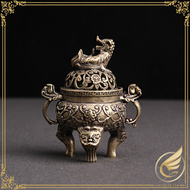 Lư Xông Trầm Mini Nắp Khắc Kỳ Lân Phong Thủy Lư Đồng Nhỏ Trang Trí Tiểu Cảnh Bằng Đồng Thau - Đồ Đồn
