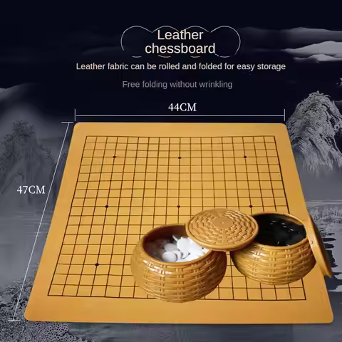 Portable Weiqi Go Game Foldable Leather Chessboard Resin Chessmen Gomoku Board Tabletop Battle Famil