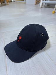 AMI Paris Navy Cap with Red Ami de Coeur Logo