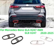 For Mercedes-Benz GLA H247 GLB X247 4WD 20-25 Stainless Steel Rear Bumper Dual Exhaust Pipe Trim Exh