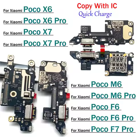 New USB Port Charger Dock Plug Connector Charging Board Microphone Flex Cable For Xiaomi Poco X6 X7 