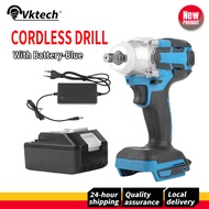 Cordless Wrench Rechargeable Cordless Lithium Battery Drill 1/2 Socket Electric Screwdriver Max 520N
