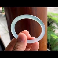 冰種玉鐲 天然翡翠玉鐲 A玉 手鐲 • 高冰種半山水飄花翡翠貴妃鐲