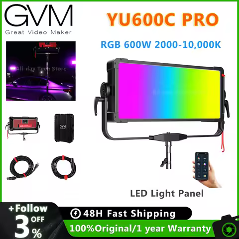 GVM YU600C PRO 600W Led Video Lights Panel RGB&Bi-Color Studio Light