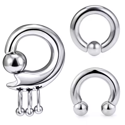 3 Style PA Rings Captive Bead Rings Spring Action CBR Monster Screwball Rings Stainless Steel Horses