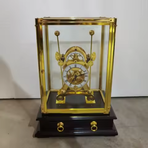 Small Antique Gold Mechanical Large Porcelain Dial Double Pendulum Grasshopper Devon Sea Clock/Watch