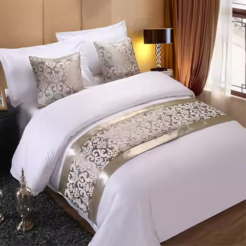 Champagne Floral Bedspreads Bed Runner Throw Bedding Single Queen King Bed Cover Towel Home Hotel De