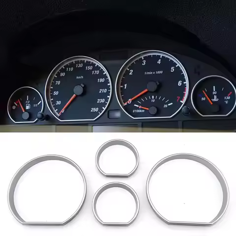 For BMW E46 Chrome Gauge Dash Dial Rings Bezel Trim Speedometer AC for BMW E46 M M3 Car Circle Styli
