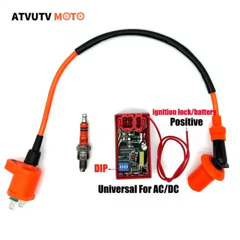 6pin AC/DC Universal Racing CDI Speed Limit Dip Switch Ignition Coil A7TJC Spark Plug Kit For ATV Gy