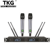 TKG UR-200 640-690mhz professional sound system dual channels headset lapel lavalier handhold uhf wireless microphone manufacturers