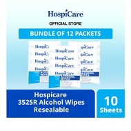 Hospicare 3525R Alcohol Wipes 10 Sheets Resealable