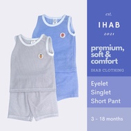 [IHAB Baby] Baby Eyelet Cloth Singlet + Short Pants | Baju Lubang Jaring Bayi