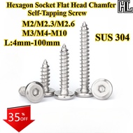 [HL-ZGLS] SUS304, Hexagon Socket Flat Head Chamfer Self-Tapping Screw, M2/M2.3/M2.6/M3/M4-M10, Hex S