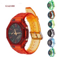 Colorful Resin Sport Strap for  GA-2100 Transparent Men Replace GA2100 Watchband GA-2100-4APR Protec