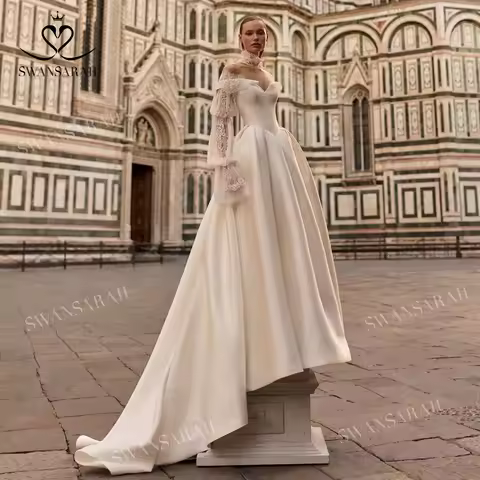 SwanSarah Off Shoulder Wedding Dress 2027 2 In 1 Bolero Sweetheart A-Line Princess Bride Gown M534 C
