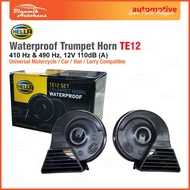 Hella Waterproof Trumpet Horn TE12 Universal Compatible For Motorcycle Car Van Lorry Vehicle (2 Pcs)