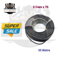 BLACK ELECTRIC WIRE 3 CORE/ 3CX70 35 METRES WIRE