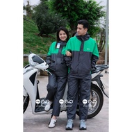 Exported 2-Layer EVA Raincoat Set - Emerald Green, Compact Form for Motorcycle Riding