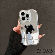 iPhone Case Glass Surface Shockproof Piston Frame Cute Black Cat Pattern Modern 17/17Pro/17ProMax/16