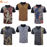 Men Collar T-shirt Jersey Material Batik Print | Baju Jersi Kolar Lelaki | Baju T-shirt Corak Batik Lelaki2