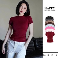 [DEAL OPEN FOR SALE] Babytee Women's Slim Fit T-shirt Cotton Soft, Cool, 4-Way Stretch HAPPY