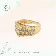 [Kedai Emas Gemilang] 200787 {YS} 2 Lines Diamond Gold Ring (15)(5.95G) [585Gold]