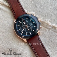 [Original] Alexandre Christie 6586MCLBRBA Chronograph Men Watch Brown Genuine Leather Official Warranty