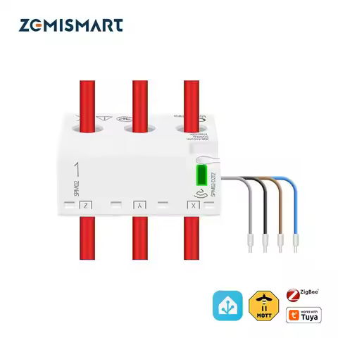 Zemismart Zigbee Bi-directional Energy Meter 3 Phase 4 Wire Power Monitor 63A Works with Tuya Zigbee