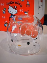 日版 Hello Kitty 雙層玻璃杯 **粉紅色蝴蝶結** (水杯，牛奶杯，酒杯)
