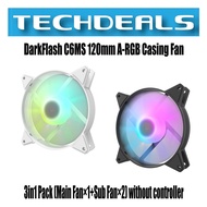 DarkFlash C6MS 120mm A-RGB Casing Fan 3in1 Pack (Main Fan×1+Sub Fan×2) without controller