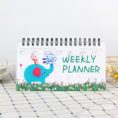 Cartoon Portable Coil Diary Weekly Planning Schedule Notebook Agenda Book Diary Planner