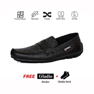 Sepatu Pria Gladio Slip On Kulit GLADIO Verda Hitam