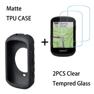 For Garmin Edge 830 530 GPS Case Slip-proof Silica Gel Case and 2PCS Clear 9H Anti-knock Tempered Glass Screen Protector