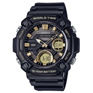 Casio Youth Analog Digital Resin Black Dial Quartz AEQ 120W 9AV AEQ120W 9 100M Waterproof Mens Wrist