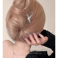 [S Trendy Match] Sweet Cool Cute Metal J0503 Silver Bow Hairpin Fringe Fixer Hair Net For Hair Hair 