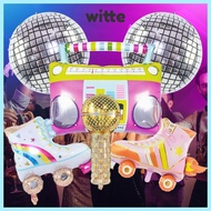 WITTE 4/6pcs 4D Disco Air Ball, 80s 90s Retro Theme 4D Roller Skate Balloon Set, Inflatable Hip Hop 