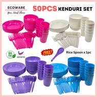 ECOWARE 50pcs Kenduri Set/ Party Set 50pcs/ Plastic Plates Cups Bowls Set/ High Quality Food Grade f