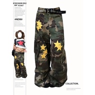 ZH Women's Camo Denim Grunge Harajuku Jeans