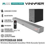 VINNFIER HYPERBAR 808 BTRW WIRELESS BLUETOOTH SOUNDBAR WITH SUBWOOFER & KARAOKE SYSTEM/ 3D AUDIO/ AU