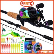 FRRTC Fishing Rod & Reel Combo 2 Sections Baitcasting with PE Line, Bait