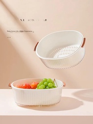 Double Layer Draining Vegetable Basket Kitchen Home Use Plastic Fruit Tray Living Room Sink Filter Hua Wash Vegetable Basket