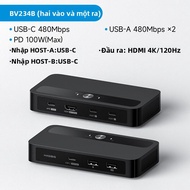 Hagibis | Đổi KVM 2 Cổng 1 Đầu Ra Type-C với USB Hub và Bộ Mở Rộng HDMI 4K