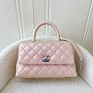 (Brand new) Chanel Small 24cm Coco Handle in 21K Iridescent Pink Caviar and Rainbow HW