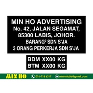 Puspakom Lorry Sticker - Custom Lorry Company Name Address Sticker Alamat Nama Lori JPJ Aksesori BDM