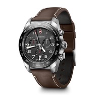 VICTORINOX Swiss Army Men's Chronograph Analog Waterproof Watch, Quartz, Black Dial, Brown Leather S