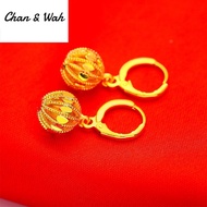 Korean Style Original 916 Gold Earrings Women Hollow Ball Earrings Ball Wedding Gift Earing Set for Girls Anting Emas