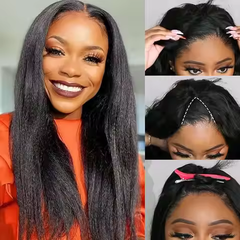 V Part Wigs Human Hair Straight Machine Made human Hair wigs Human Hair Quality Clip In Natural V Pa