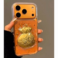 3D Gold Lucky Bag 2026 New Year Clear Transparent Soft Phone Case hp for Apple iPhone 17 11 12 13 14