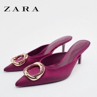 ZARA spring new women's shoes eggplant purple metal decoration fashion high heels sexy stiletto pointed shoes women
